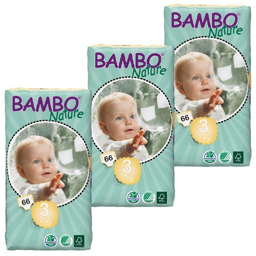 3 Packs of Bambo Nature Nappies (Midi) 198 nappies - 11-20lbs, 5-9kg