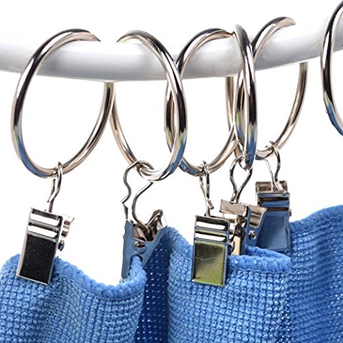 KEEKA 30 Stk. ø 32 mm Edelstahl Gardinenstange Gardinenringe Vorhangringe mit Cliper (Silber) - 5