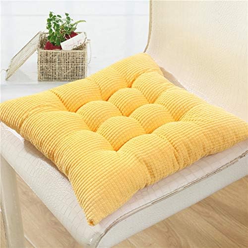 Red Sun Dining Chair pads With ties, Corduroy Thicken Stuffed Cushion Reversible Tufted Seat cushion for home office -yellow 40x40cm(16x16inch)