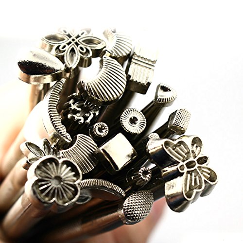 20pcs Legierung Lederverarbeitung Werkzeuge Stempeldruckwerkzeuge und Leder Leder Schnitzwerkzeuge