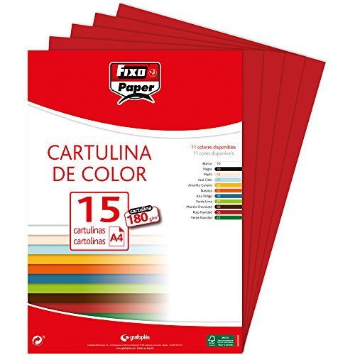 Fixo 11110656 Lot de 15 feuilles de papier cartonné A4 Rouge carmin