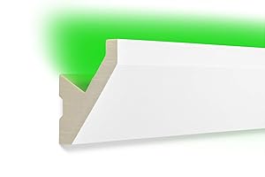 HEXIM LED Stuckleisten aus PU - Indirekte Beleuchtung mit modernen Deckenleisten, lichtundurchlässig, leicht und schlagzäh - (20 Meter Sparpaket LED-14 65x65mm) Zierprofil, Stuck, Deckenbeleuchtung