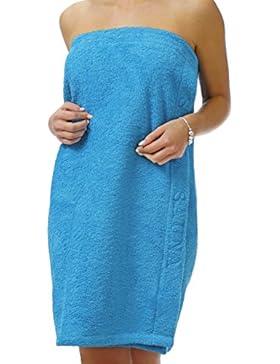 Saunakilt Dame blau - hellblau XXL in Übergröße, das Saunatuch aus schlingenfesten Frottee, Sauna Sarong mit Klettverschluss...