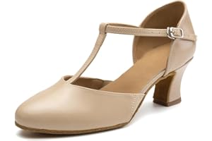 RUYBOZRY Zapatos de Baile Mujer Salsa y Bachata Cerrados Tango Zapatos de Baile Tango Profesional de Salon con Tacón de 6cm Suela de Ante