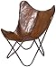 Produktbild Kare Sessel Butterfly Braun, moderner Design Echtledersessel im Retrolook, extravaganter Relaxsessel im Vintagestyle, Designstuhl; (H/B/T) 87x80x76cm