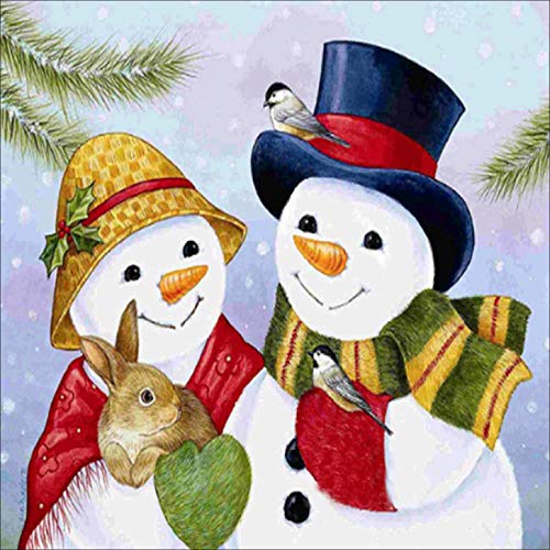 DIY 5D Diamante Pintura, Crystal Full Diamond Rhinestone pintura por número Kit de punto de cruz bordado Craft Decoración del hogar (#31 Sr. y Sra. Snow)