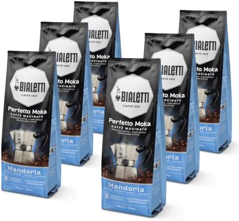 Bialetti Perfetto Moka Caffè Macinato, 1.5 Kg, Gusto Mandorla - 6 x 250 g
