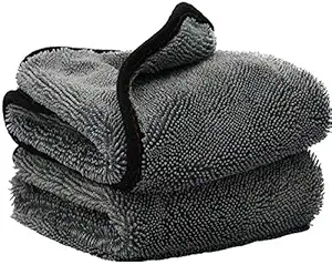 Wavex Car Microfiber Drying Towel,Twisted Loop Cloth 600GSM Superior Absorbency for Cars,Car Care Cleaning Washing Cloth,Rapid Drying, Large Lint-Free (Gray, 40x60cm) (2 Pcs)