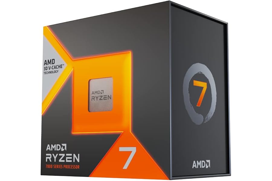 Amazon listing image: AMD 7000 Series Ryzen 7 7800X 3D Desktop Processor 8 cores 16 Threads 104 MB Cache 4.2 GHz…