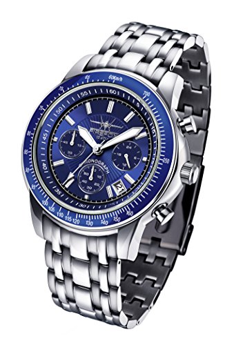 FIREFOX AIRLINER FFS04-103b blau Chronograph massiv Edelstahl Sicherheitsfaltschliee Herrenuhr Armbanduhr 10 ATM wasserdicht