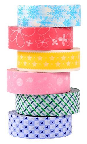 ST Washi Tape -Cinta Adhesiva Decorativa  Cinta de carrocero  15mmX9 14m 6 Piezas