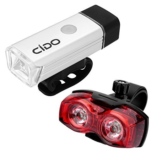 Cido LED Fahrradlicht Aufladbare Frontlicht mit USB Rücklicht Akku Wasserdicht Fahrradlicht Set