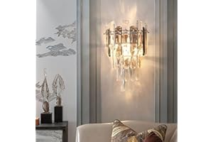 Sxtiger Nowoczesna kryształowa lampa ścienna, kryształowa lampa ścienna E14, do sypialni salonu kuchni korytarz schody restauracja oświetlenie hotelu (Smoky Grey)