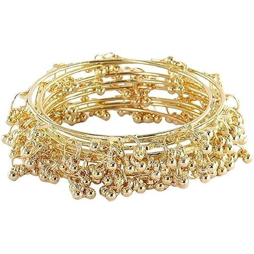 Zaya Ethnic Wear Bangles Gold-Tone Alloy with Musical Ghungroo Charms | Women Fashionable Jewelry | Designer Bracelet Bangles For Girls | Viral Kashmiri Chudiya for Weddings, Festivals & Parties