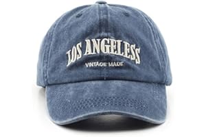 MIGTEC Gorra Beisbol Ajustable y Bordada de Los Ángeles, de Tela Vaquera, Algodón 100%. para Hombres y Mujeres. Color Azul.