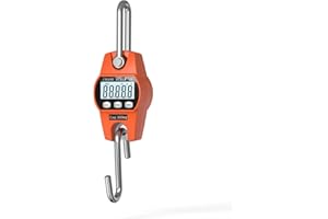 Outmate Mini Digital Crane Scale 300kg 600lbs with LED(Aluminium Alloy Shell,Orange)