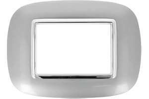 A2ZWORLD Placca Orbis Ovale 3M Serie Moon, Placca 3 Posti Compatibile Con Bticino Axolute (Cromato Lucido)