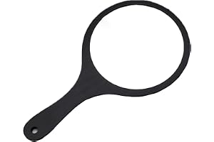Bustlwor Handspegel med handtag, stor handspegel, rund, i trä, för smink, hårklippning, ansiktsvård