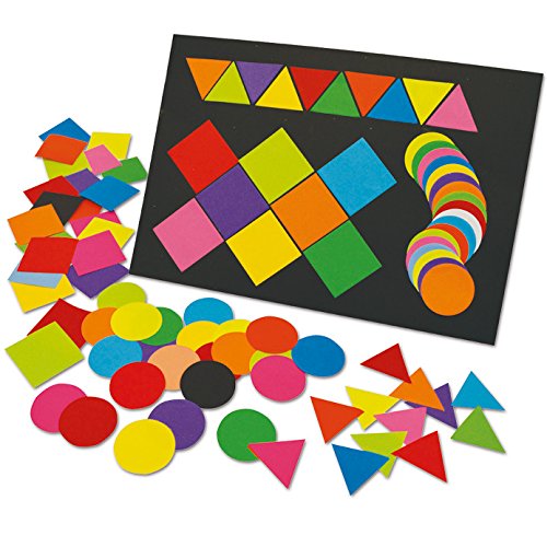 Springboard Pre-Cut Coloured Paper Mega Mosaics - 5 x 5 cm (Pack of 2000) - Square, Triangle, Circle