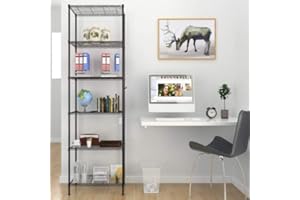 BATHWA Shelving Units Bathroom Shelf Metal Shelving Unit Free Sanding Shelves 6-Tier Standing Shelf Units Storage shelves Free Standing Rack Wire Shelving Unit,Heavy Duty Garage Shelving, Black