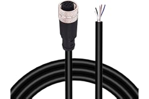 Lonlonty M12 Female 5 Pin Aviation Socket Electrical Cable, M12 Cable Aviation Sensor Cable 6.5Ft/2M (5-Pin,Straight,Female)…