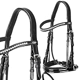 weitere Merkmale: ~ Reithalfter mit echtem Lackleder ~ anatomisches Genickstück ~ gepolstertes Stirnband ~ Genickstück mit Ohrenfreiheit ~ gepolstertes schwedisches Reithalfter