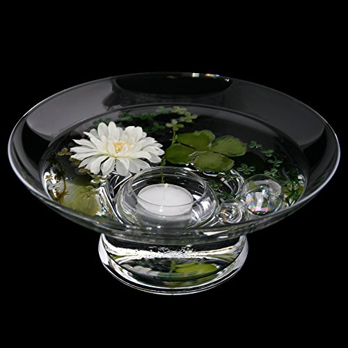 Runde Glas-Schale Hollow Höhe 10cm ø 25cm. Flache Glasschale mit durchgehendem Fuß, Deko-Schale von Glaskönig - 4