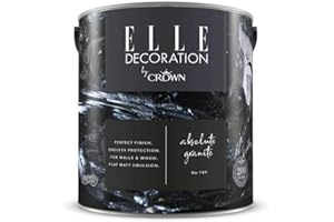 ‎CROWN Crown ELLE DECORATION Absolute Granite No. 189, 2,5 L, extra-matte Premium Wandfarbe für Innen, für Wände und Holz, hohe Deckkraft, Innenfarbe,weiches Schwarz