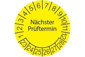 SCHILDERKRÖTEN 50 x Prüfplakette/Sicherheitsplakette 30 mm Durchmesser (Nächste Prüfung - gelb)
