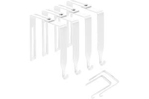 SLIVERDEW 4 Pack Adjustable Cubicle Hooks Metal Over The Door Mirror Hooks Cubicle Hangers Universal Door Hangers for Hats, Fit Panels with 1.4" to 3.5" Thickness (White)