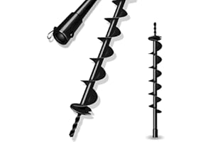 LONGRUN Earth Auger Drill Bit, 20mm Inner Shaft Head Garden Auger Bit Post Hole Digger, Fence Hole Digger Solid Spiral Augers for Planting Trees -7.6 x 80cm