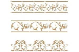 TODO-STENCIL TODO STENCIL Deco Cenefa 054 Tres Florales, Medidas: Stencil 20 x 20 cm - Diseño 18,1 x 15,9 cm