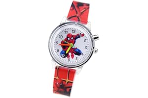 MAXPRO FRANCE Leuchtende Armbanduhr Spiderman Superhelden – Armbanduhr für Jungen mit Licht mehrfarbig, rot, Gurt