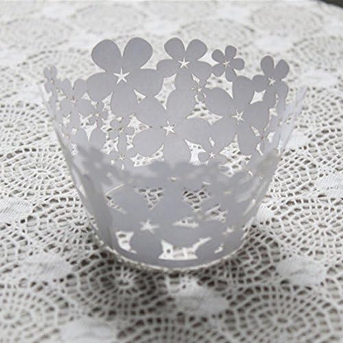 Pearly Paper Clover Design Vine Lace Cup Cake Wrappers Table Deco