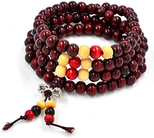 Yuneody 108*8mm Sandalwood Tibetan Buddhist Prayer Beads Bracelets Mala Rosary Charm