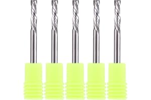 TIMELEE 2 Flutes CNC Router Bits End Mill 5 pcs Up Down Cut Compression Milling Cutter, Solid Carbide CNC Bits with 0.16 inch (4 mm) Shank and Cutting Diameter Spiral Bits Tool Sets for Wood MDF Engraving