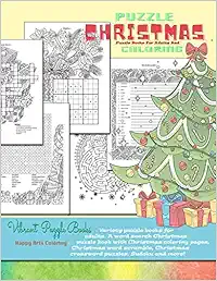 CHRISTMAS puzzle books for adults and coloring. Variety puzzle books for adults. A word search Christmas puzzle book with Christmas coloring pages, ... and more!: Christmas coloring book for adults