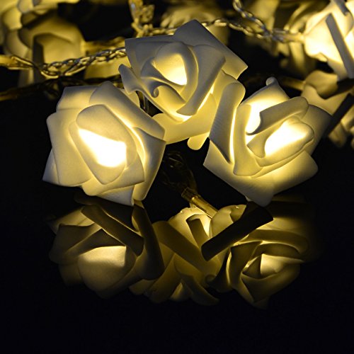 Rosenblütenkette 20 LED warm weiß Lichterkette Blumen Rosen - 3