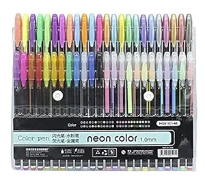 Toyshine 48 Pieces Gel Pens Set Color Gel Pens,Glitter, Metallic, Neon Pens Set Good Gift For Coloring Kids Sketching Painting Drawing (48 Shades)