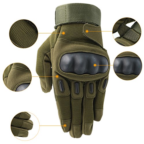OMGAI Männer Voller Finger Militärische Taktische Handschuhe Des Harten Knöchel Mit Klettverschluss Für Airsoft Armee Paintball Motorrad Outdoor Sport Schwarz L - 4