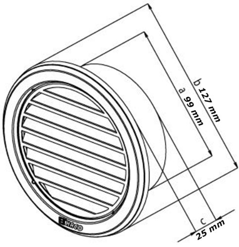 Edelstahl Lüftungsgitter – Abluftgitter – rund – mit Flansch/Rohranschluß und Insektenschutz: Deckmaß: 127 mm (NVM-100) - 6