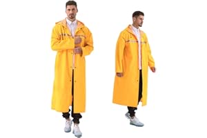 Pahajim Largo Impermeable Reutilizable Chubasquero,para La Lluvia Portátil para Mujer Hombre,con Reflectantes Tiras,Transpirable,para Trabajo,Senderismo