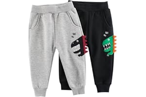 LENGENDER Pantalons de survêtement Garçons Enfants Jogging de Sport Coton Cartoon Dinosaure