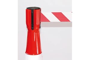 AUA SIGNALETIQUE - Enrouleur/Dérouleur De Sangle pour Cône De Signalisation De Chantier (5 mètres - Rouge/Blanc)