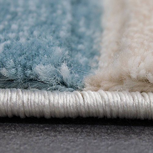 Designer Teppich Modern, Kariert und Meliert in Türkis Beige Creme, Sehr Dicht Gewebt – ÖKO TEX Zertifiziert, VIMODA; Maße: 80×150 cm - 5