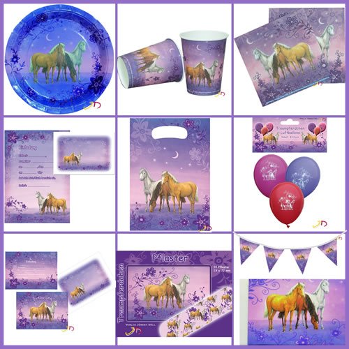 12-teiliges Einladungen-Set * LILA TRAUMPFERDCHEN * mit 6 Einladungskarten und 6 Umschläge für Kindergeburtstag // Kinder Geburtstag Party Einladung Karten Mädchen Pony Pferde - 3