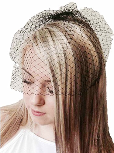 Vintage 1940s 50s Black Birdcage Veil Fascinator Teardrop Hat