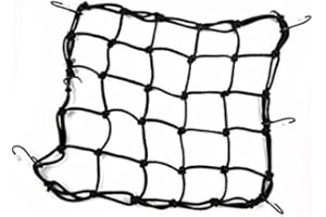 Cisixin Black 40 x 40cm Heavy-duty Elasticated Bungee Cargo Net, 6 Metal Hooks, Universal Compatibility with Cars, Vans, Trucks, SUVs, Camping, Fishing, Biking Equipment