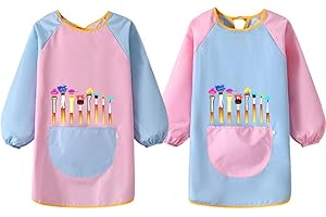 Tixlux Tablier de peinture, Tablier de Peinture imperméables pour Enfants, Manches Longues avec Poche pour Enfants âgés de 5 à 12 Ans pour Peindre, Manger, Jouer