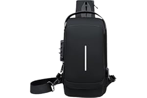 Aucuu Bolsos Cruzados Antirrobo, Bandoleras Cruzada PU con USB Negocio, Bolsa de Pecho Recargable, Sling Bag Impermeable para Ocio, Hombre Colegio, Montañismo, Deportes, Bandolera Multibolsillos